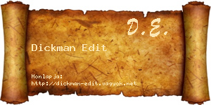 Dickman Edit névjegykártya
